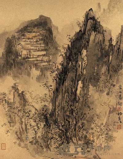 杨彦 家山春韵 镜心 41×32cm